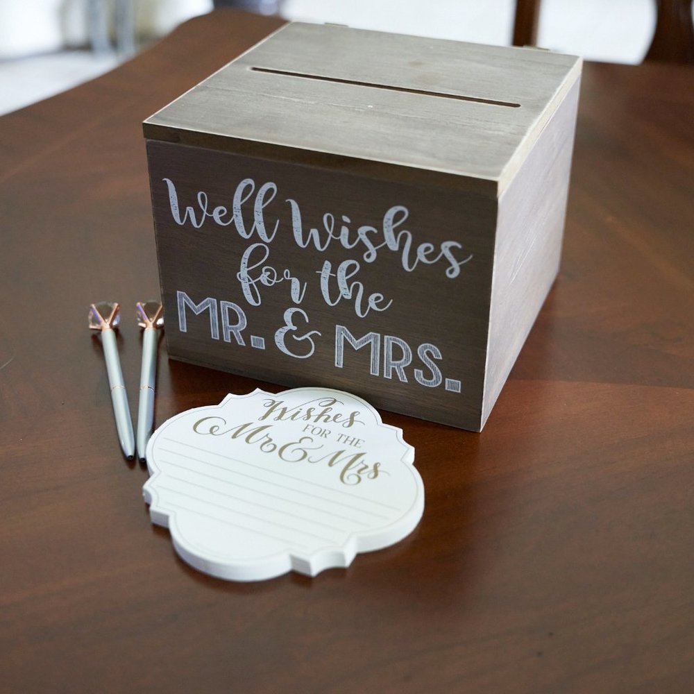 Wedding Well Wishes Box, Pad & “diamond” pens